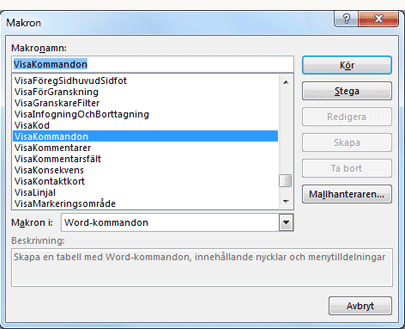 Egna kommandon i Word 3
