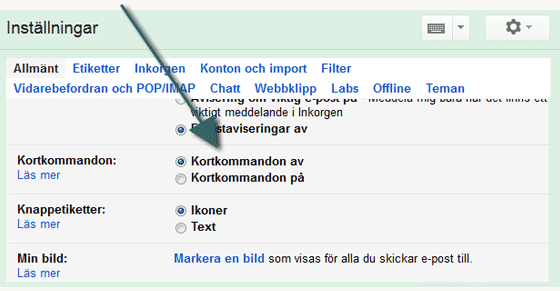 Aktivera kommandon i Gmail